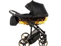 Junama Diamond mirror carro de bebé negro brillo oro